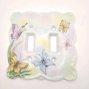 Vintage Hand Painted Rainbow Cottage Fairy Butterfly Light Switch Cover Plate